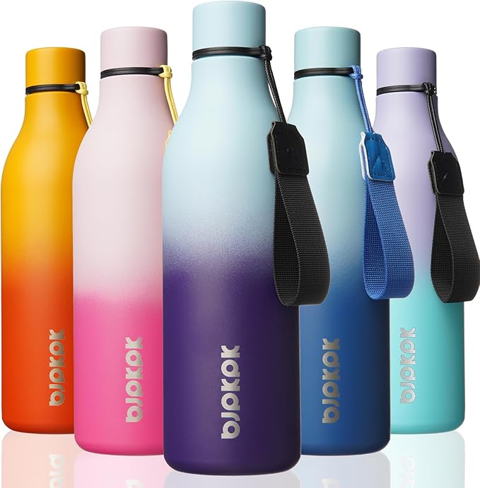 BJPKPK 18oz Insulated Water Bottle, Stainless Steel Bottle with Carry Strap