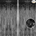 Foil Fringe Curtain Halloweens Party Decorations - Pure Black Tinsel Photo Backdrop Party Steamers Curtains for Birthdays Music Christmas Stranger Theme Parties