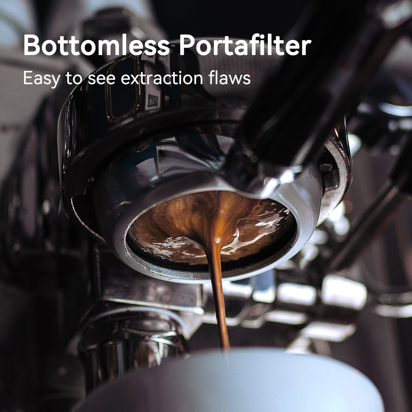 MORILS Bottomless Portafilter 58mm with Double Shot Filter Basket & Premium Walnutwood Handle, Portafilter with Puck Screen Compatible with All Breville 58mm Machines, Espresso Accessories, Silver