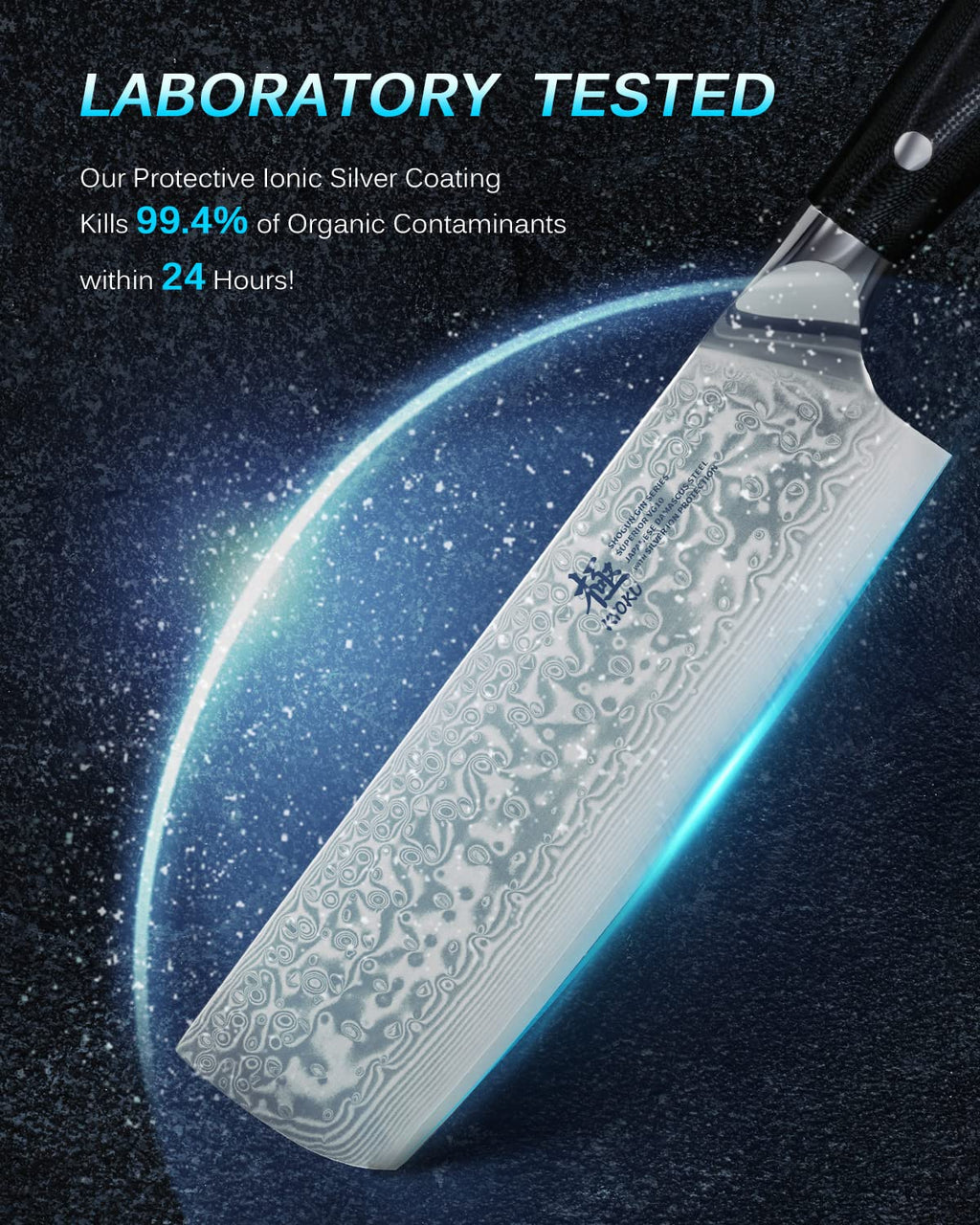 KYOKU 7" Damascus Nakiri Knife,UPGRADED Japanese Chef Knife with Silver Ion Coating,Ultra Sharp VG10 Stainless Steel Kitchen Vegetable Cutting Knives for Professional & Home Chefs Cooking Meat Cleaver