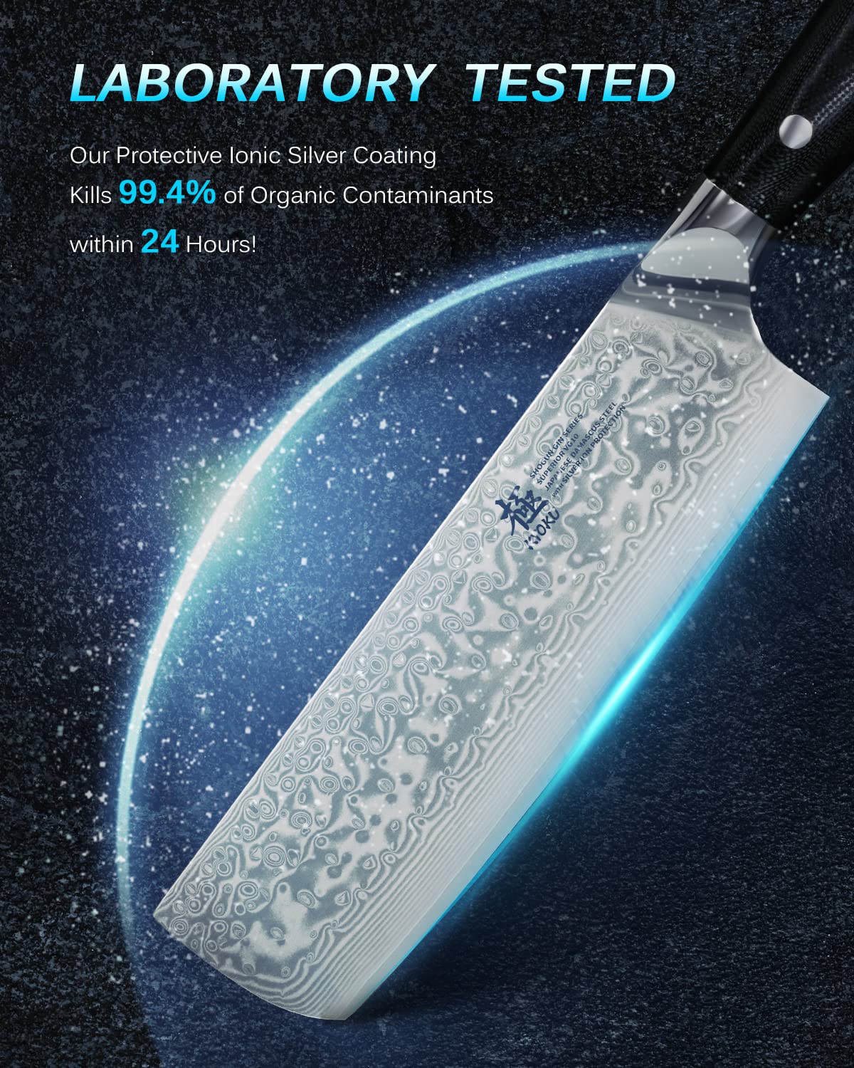KYOKU 7" Damascus Nakiri Knife,UPGRADED Japanese Chef Knife with Silver Ion Coating,Ultra Sharp VG10 Stainless Steel Kitchen Vegetable Cutting Knives for Professional & Home Chefs Cooking Meat Cleaver