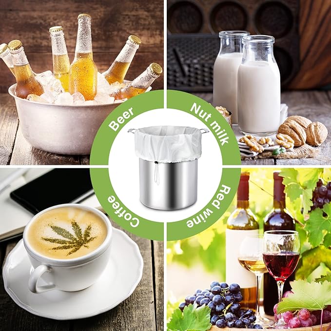 Chumia 10 Pack Brew Bags Reusable Extra Large 26 x 22'' Fine Mesh Strainer Cold Brew Filters Drawstring Cheese Cloth Straining Bags Wine Making Supplies for Fruit Cider Beer