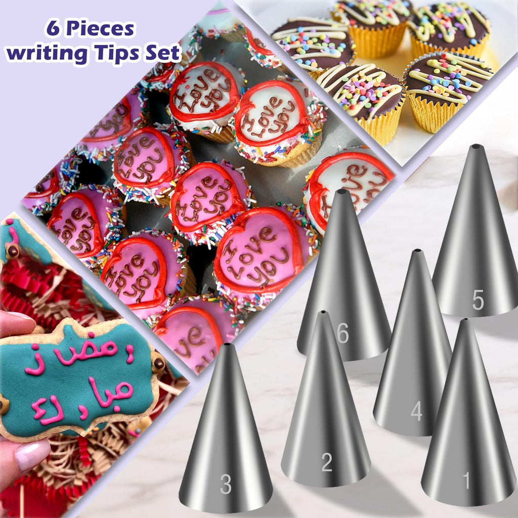Hendiy 6 Pieces Round Stainless Steel Piping Tips Set