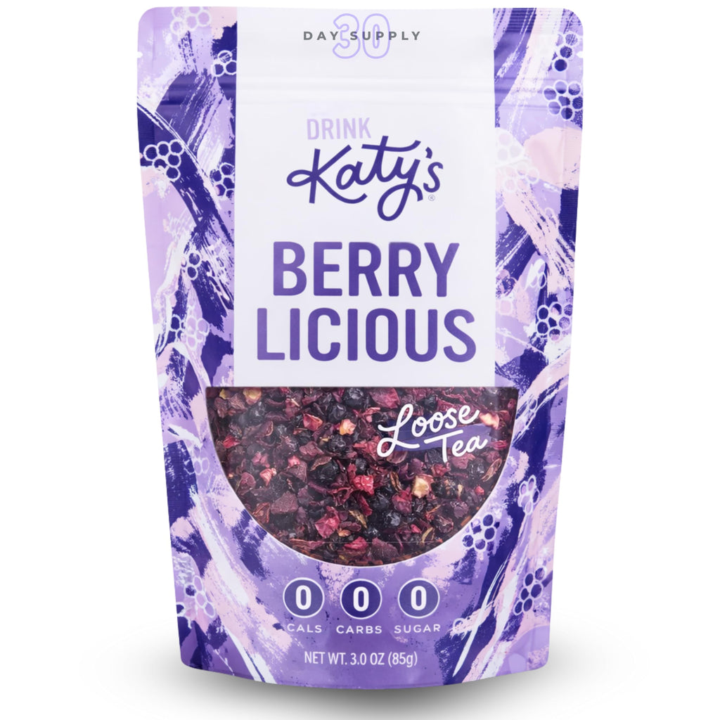 Katy’s Berry Loose Leaf Tea - Hibiscus, Blueberry & Cranberry - Fruity Herbal Tea, Caffeine-Free, Sugar-Free - Hot or Iced Tea - 30+ Cups