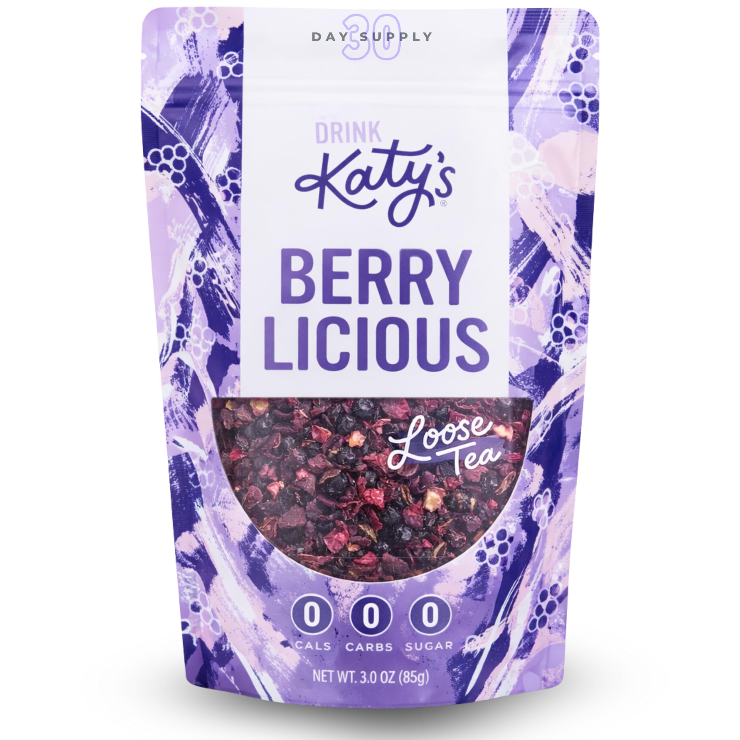 Katy’s Berry Loose Leaf Tea - Hibiscus, Blueberry & Cranberry - Fruity Herbal Tea, Caffeine-Free, Sugar-Free - Hot or Iced Tea - 30+ Cups