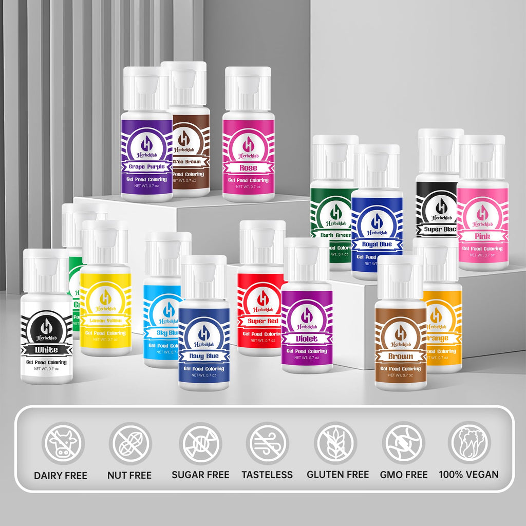 Gel Food Coloring Set – 24 Colors x 0.7 oz Concentrated Gel Based Food Dye for Baking, Icing, Cake Decorating, Cookies & Fondant