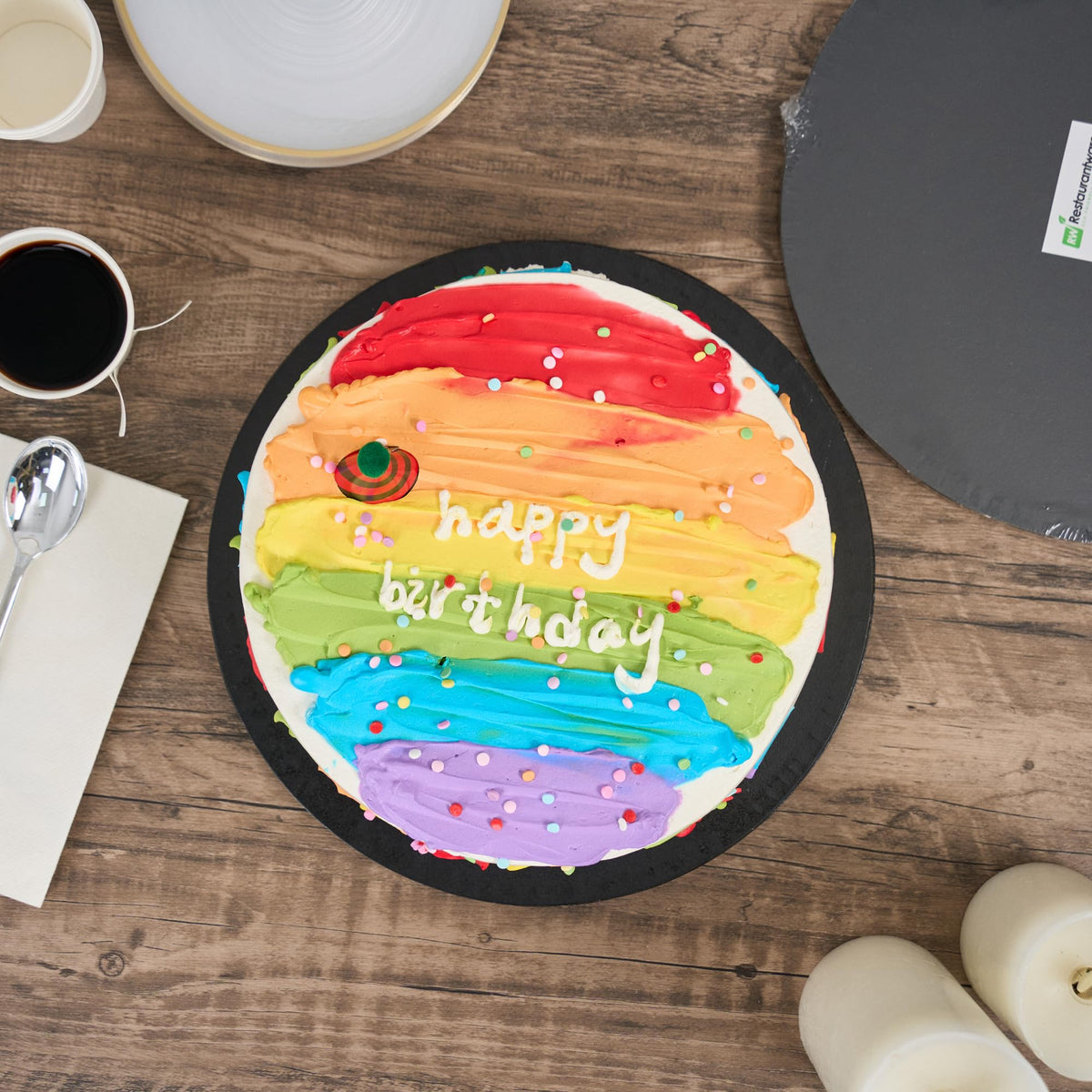 Restaurantware Round Black Cardboard Cake Drum Board, 12 in