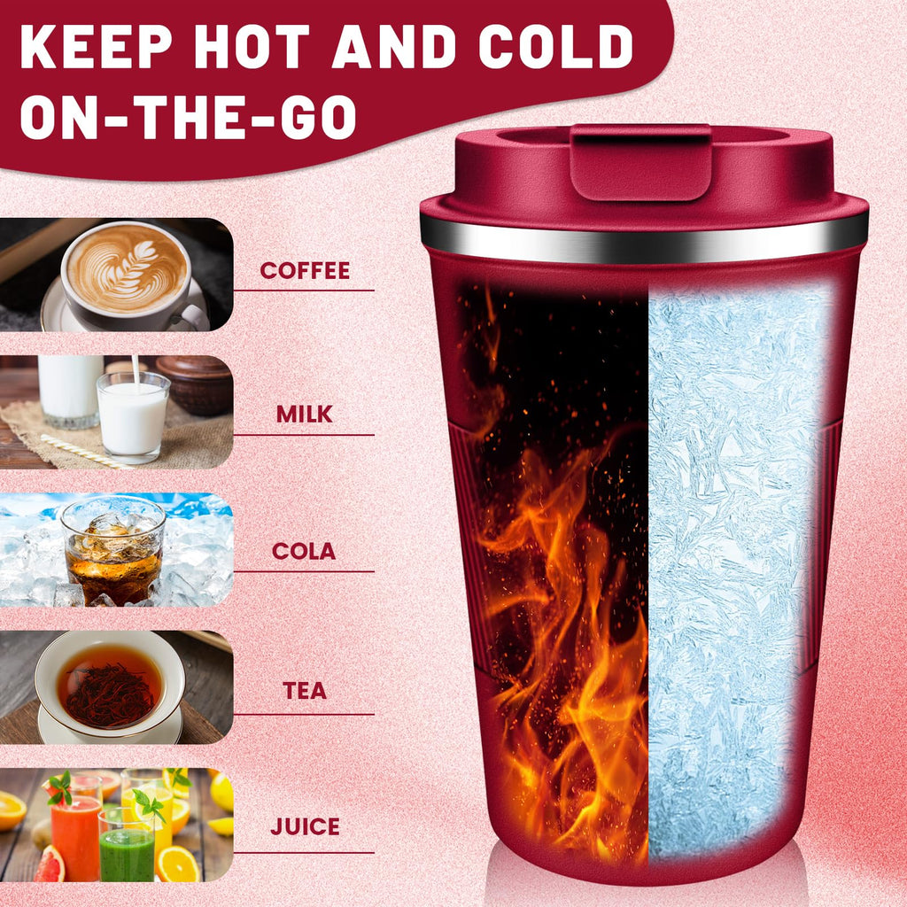 DUBUXW Insulated Coffee Tumblers with Flip Lid 12oz / 17oz, Stainless Steel Coffee Mug Leak Proof, Vacuum Insulated Coffee Mug Reusable Cup, Keeps Cold and Hot for Coffee Tea