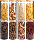 SHOWIN 34oz Glass Food Storage Jars, Glass Jars with Bamboo Lids, Kitchen Storage Jars, Set of 8, Canisters with Airtight Lids for Spice, Coffee, Cookie, Pantry Organizers