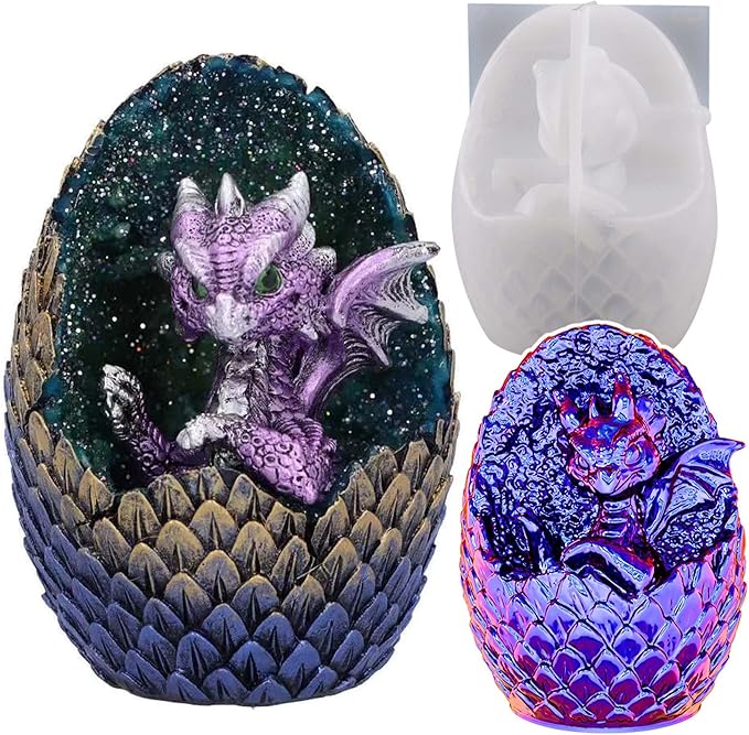 Vertical Dragon Egg Mold Dinosaur Mold Silicone Mold for Resin Dragon Candle Mold Easter Egg Mold Dragon Silicone Mold for Candles Home Decoration Mold Animal Resin Mold Cartoon Mold Dragon Mold