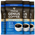 VitaCup Genius Keto Medium Dark Roast Ground Coffee, 40oz, 4 Bags
