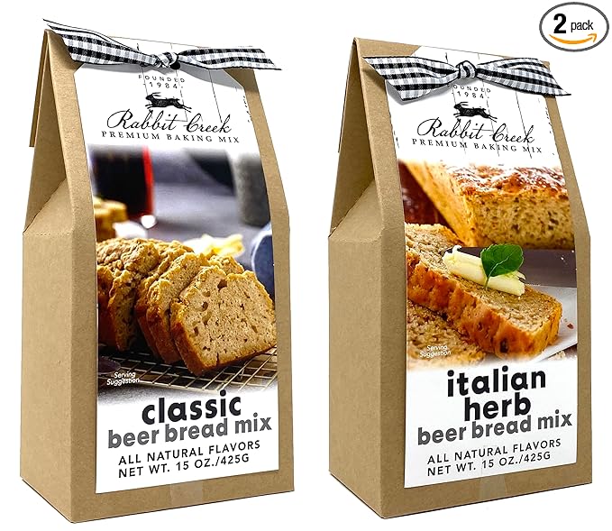 Rabbit Creek Beer Bread Mix Variety Pack of 2 – Classic Beer Bread and Italian Herb Beer Bread Mix, Easy to Make, Breadmaker Not Needed
