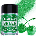 Green Edible Glitter - 5g Food Grade Cake Decorating Shimmering Glitter, Edible Sprinkle Luster Dust for Drinks, Chocolates, Fondant, Strawberries, Cupcakes, Candy, Easter Cookie - Vegan