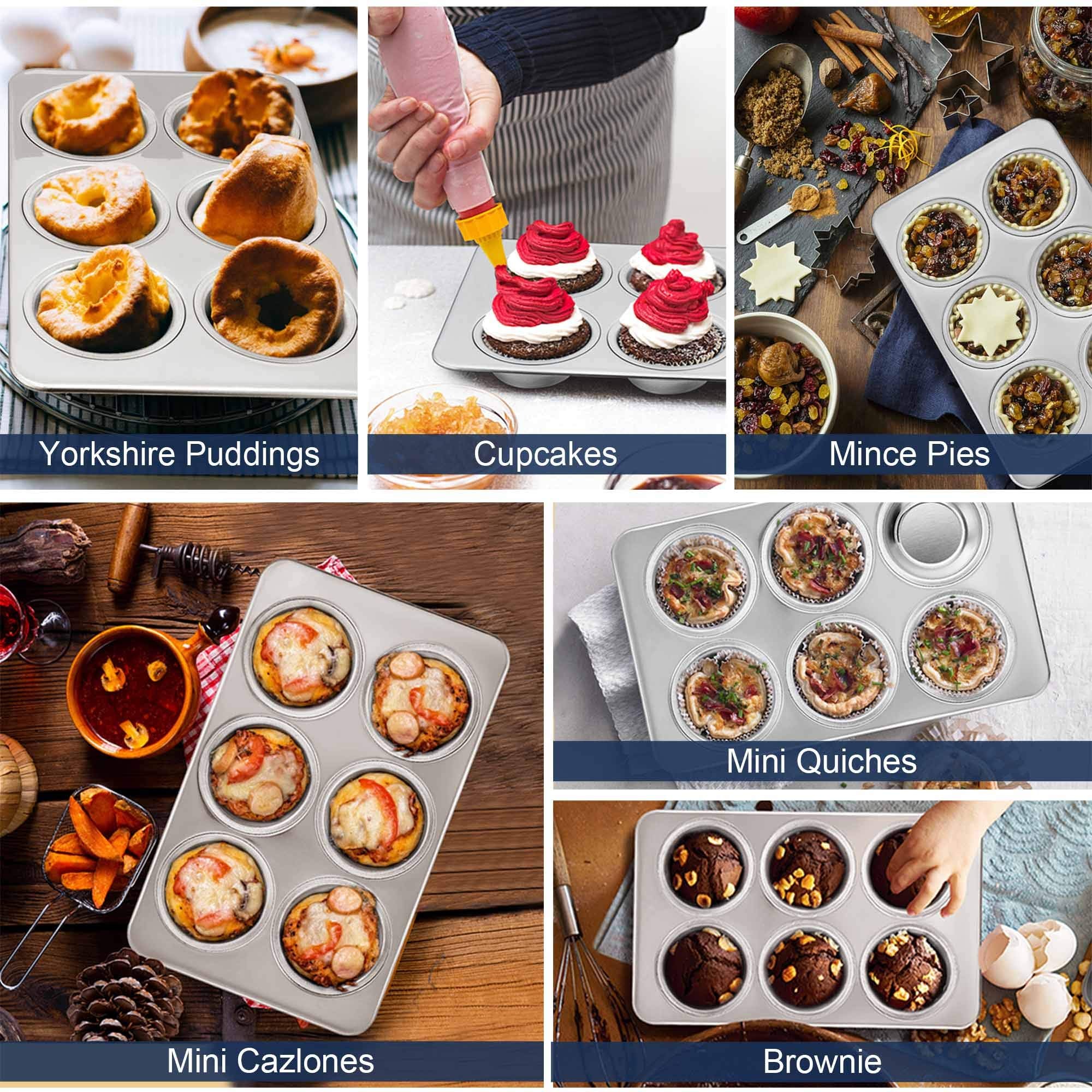 TeamFar Muffin Pan, 6 Cup Muffin Pan for Baking, Cupcake Pan Muffin Tin
