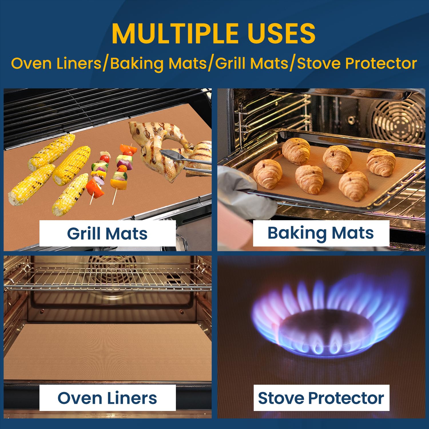 Oven Liners for Bottom of Oven-23.6"x 15.7" Non-Stick Electric Oven Cover for Stovetop,Toaster Oven Drip Liner, Heat Resistant Grill Baking Mat- BPA & PFOA Free Kitchen Accessory to Keep Oven Clean