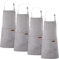 Handepo 4 Pcs Kitchen Cooking Aprons with Pockets Adjustable Waterproof Baking Apron for Women Men, Chef,BBQ, Christmas Gift