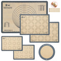 GUANCI Silicone Baking Mat Set of 6, Includes 25"x17.5" Large, 2 Medium 16.5"x11.6", 2 Small 11.75"x8.25", 9" Round, All Mats 0.70mm Thick, Non-Stick Reusable Baking Mats for Pizza, Cookie, Bread