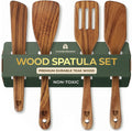 Wooden Spatula for Cooking, Teak Wood Set of 4 for Non Stick Frying Pan