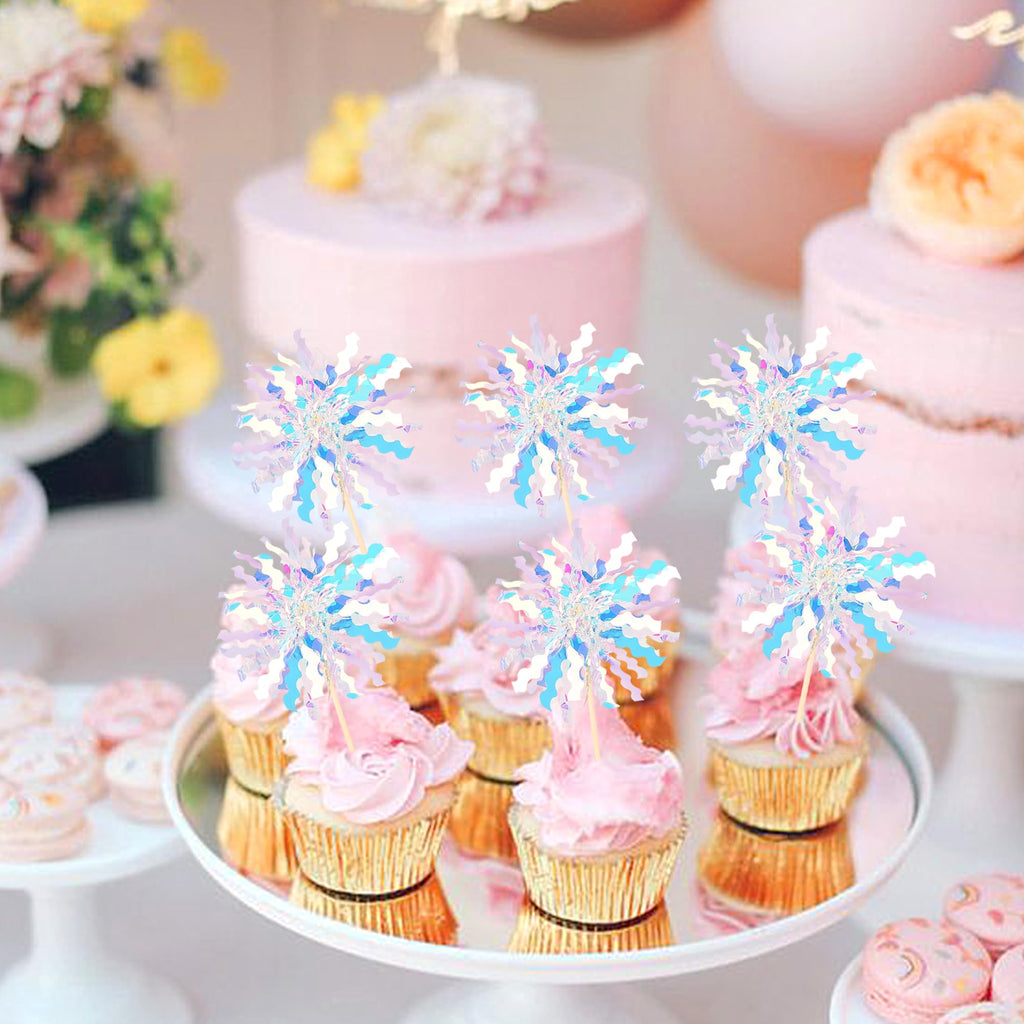 30 PCS Foil Firework Cupcake Toppers Sparkle Tinsel Cupcake Picks Happy Birthday Cake Toppers Drink Stirrers Cocktail Food Fruit Toothpicks for Baby Shower Birthday Party Decorations Supplies Silver