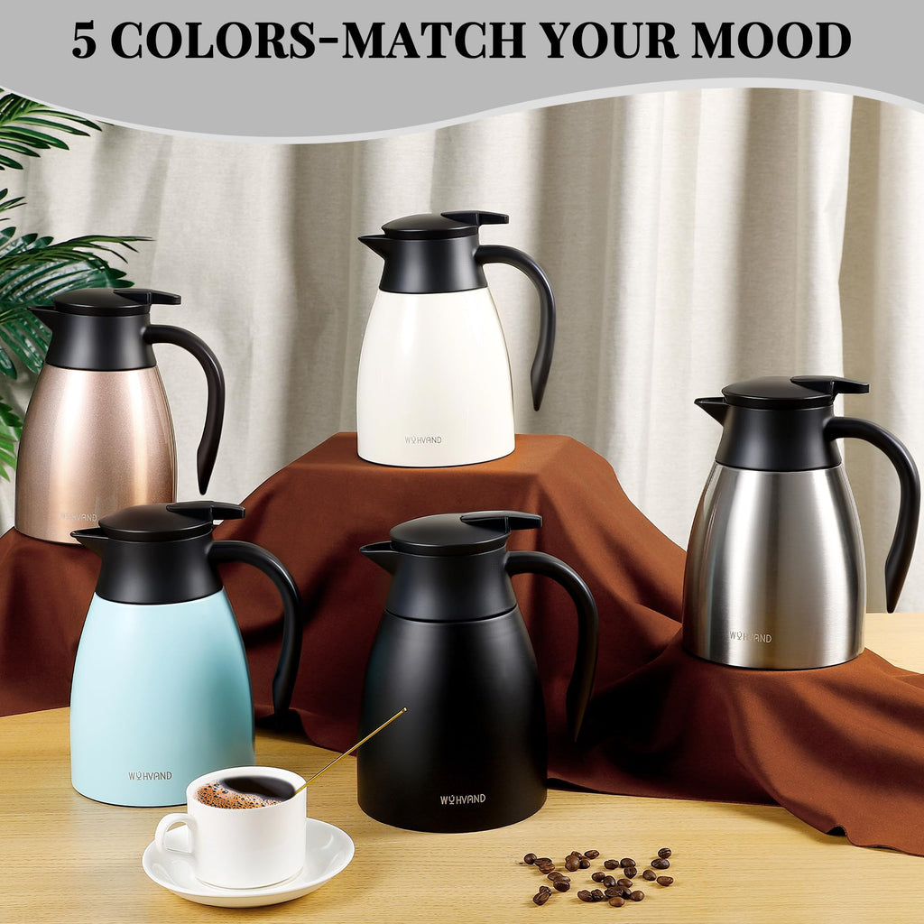 WYHVAND Thermal Coffee Carafe, 34 oz, Leakproof Push-Button Lid, Black