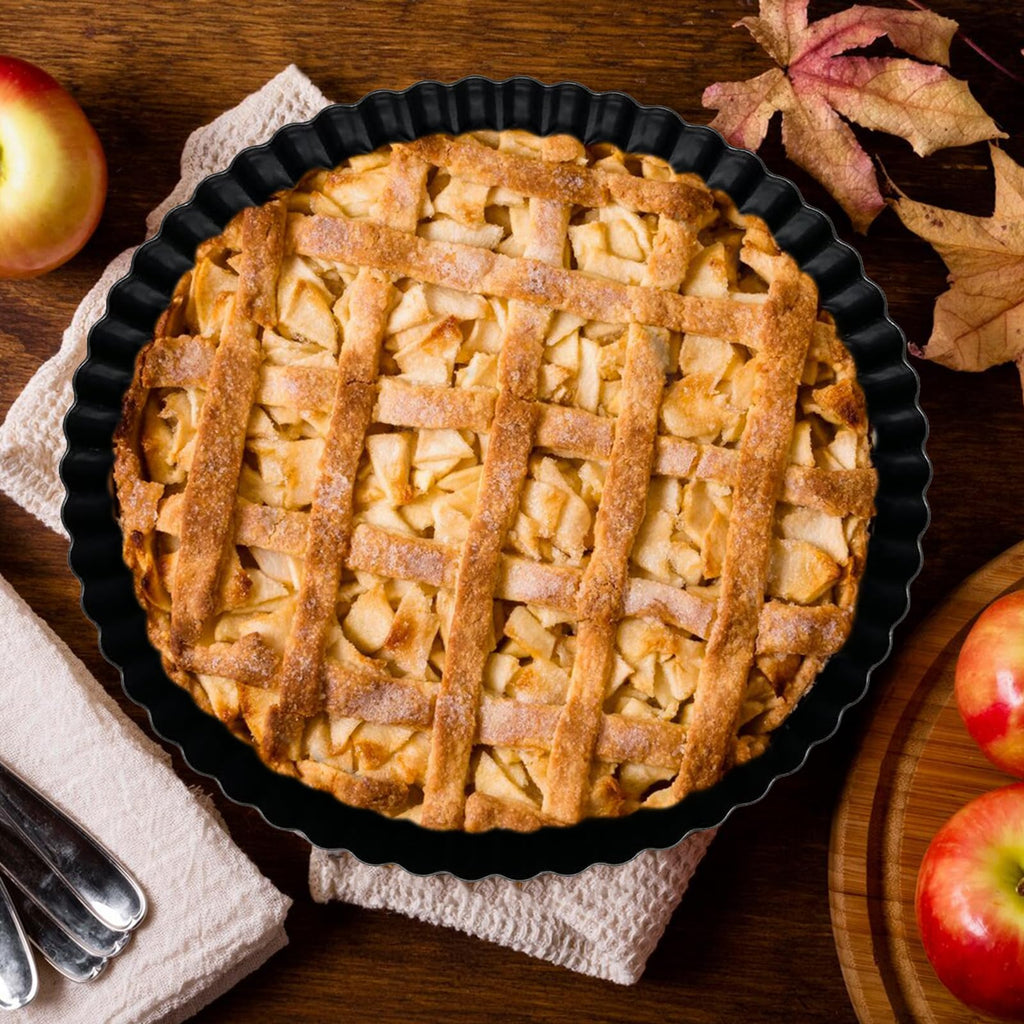 Mooisco Tart Pan Removable Bottom 8 Inch Tart Pans Round Nonstick Quiche Pan Carbon Steel Quiche Baking Dish with Fluted Edges Fruit Tart Molds for Baking Pie Mold Pizza Chiffon Cake Dessert