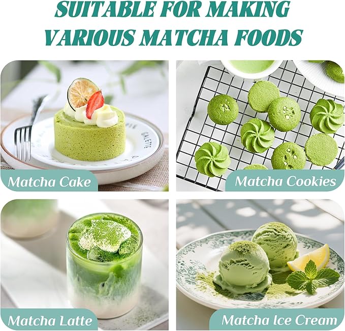 Matcha Whisk Set,MatchaSet with Bamboo Matcha Whisk and Ceramic Holder, Bamboo Scoop+Wooden Spoon,Scoop Holder,Sifter-Complete Matcha Tea Set,6 Pcs Matcha Kit,Tools for Matchas Ceremonial Grade Kit