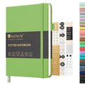 &And Per Se Dotted Journal Notebook, A5 Hardcover Leather Dotted Journal, 160 Pages 100gsm Thick Dot Grid Paper, 3 Sheets of Stickers Included - 5.7'' x 8'' (Pastel green)