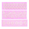 Embossing Lace Fondant Molds, Multi Circle Flowers Lace Mat Wedding Cake Decoration Tool, Rattan Shaped Cupcake Mat Silicone Molds Set of 3