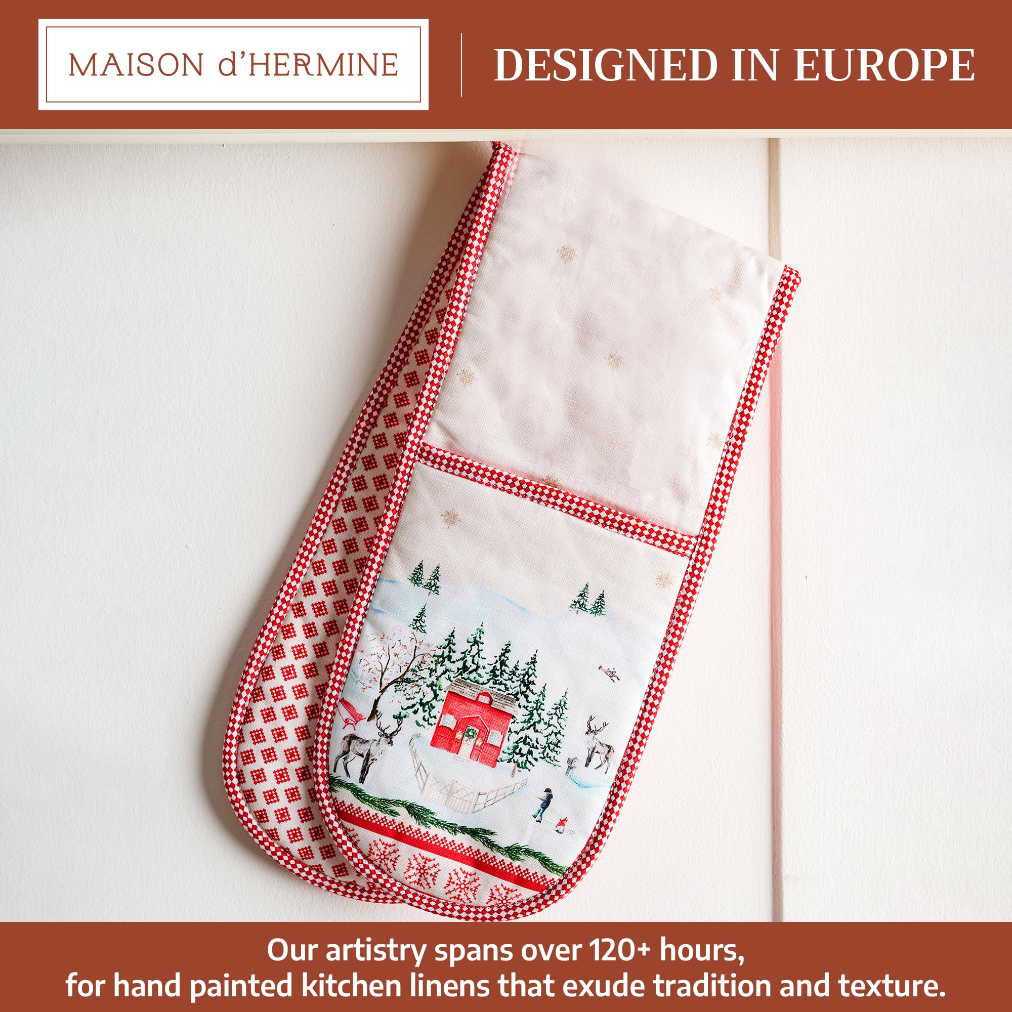 Maison d' Hermine Double Oven Mitts 100% Cotton Double Oven Glove (7"x35")
