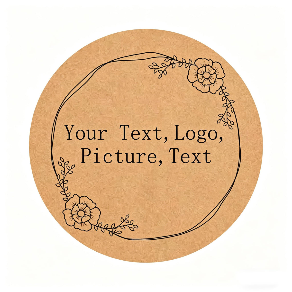 Kraft Paper Custom Stickers Round Labels Personalized with Text, Business Logo for Jars, Tins,Food Container, Bread Bags, Writable from 20 to 100pcs (Style 2)