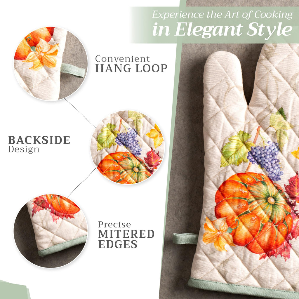 Maison d' Hermine 100% Cotton Oven Mitt & Pot Holder Set (7.5"x13" & 8"x8")