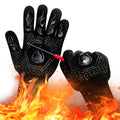 BBQ Gloves 1472F Heat Resistant Non-Slip Silicone 13.5in (Black)