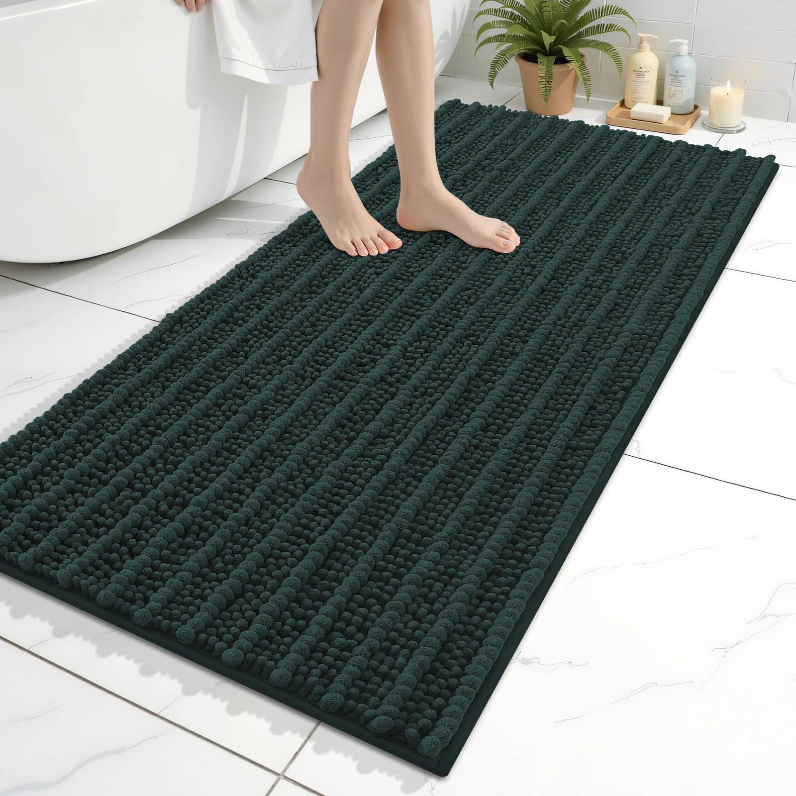 Arotive Bathroom Rugs Mat 30x17, Soft Absorbent Chenille Shaggy Bath Mat — 47" X 24"