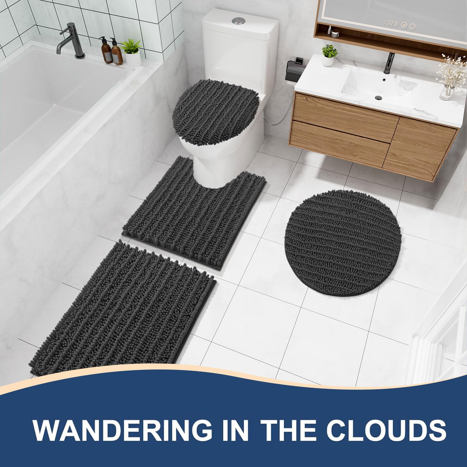 Arotive Bathroom Rugs Mat 34x21, Soft Absorbent Chenille Shaggy Bath Mat