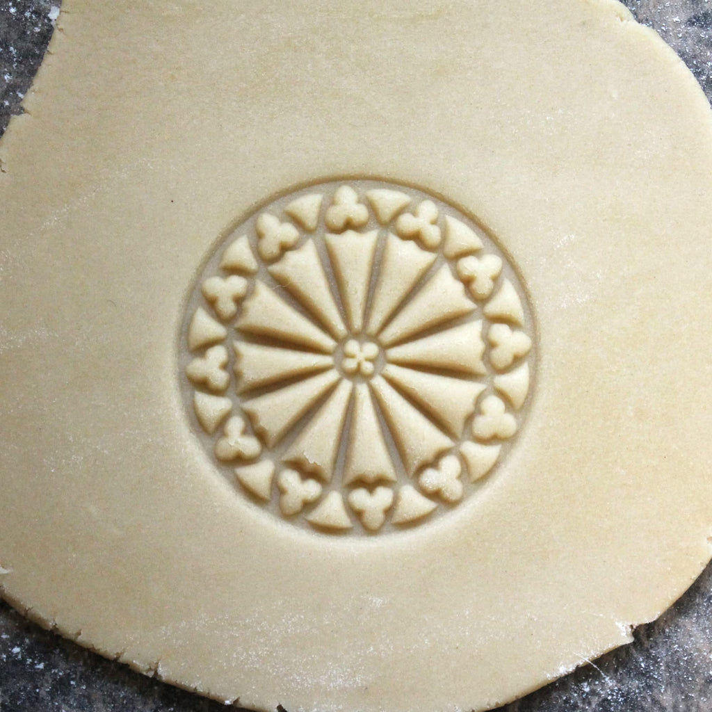 Fun Food Tools, Wood Cookie Stamp, 2.5 Inch (Rose Window CS-003)