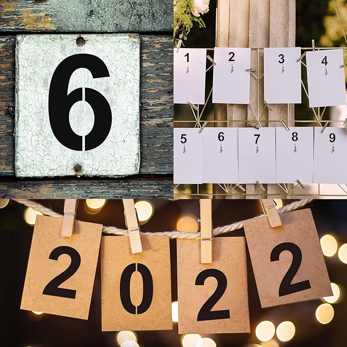 8 Inch Plastic Number Stencils Set - Reusable Digital Templates for Cake, Address, Painting