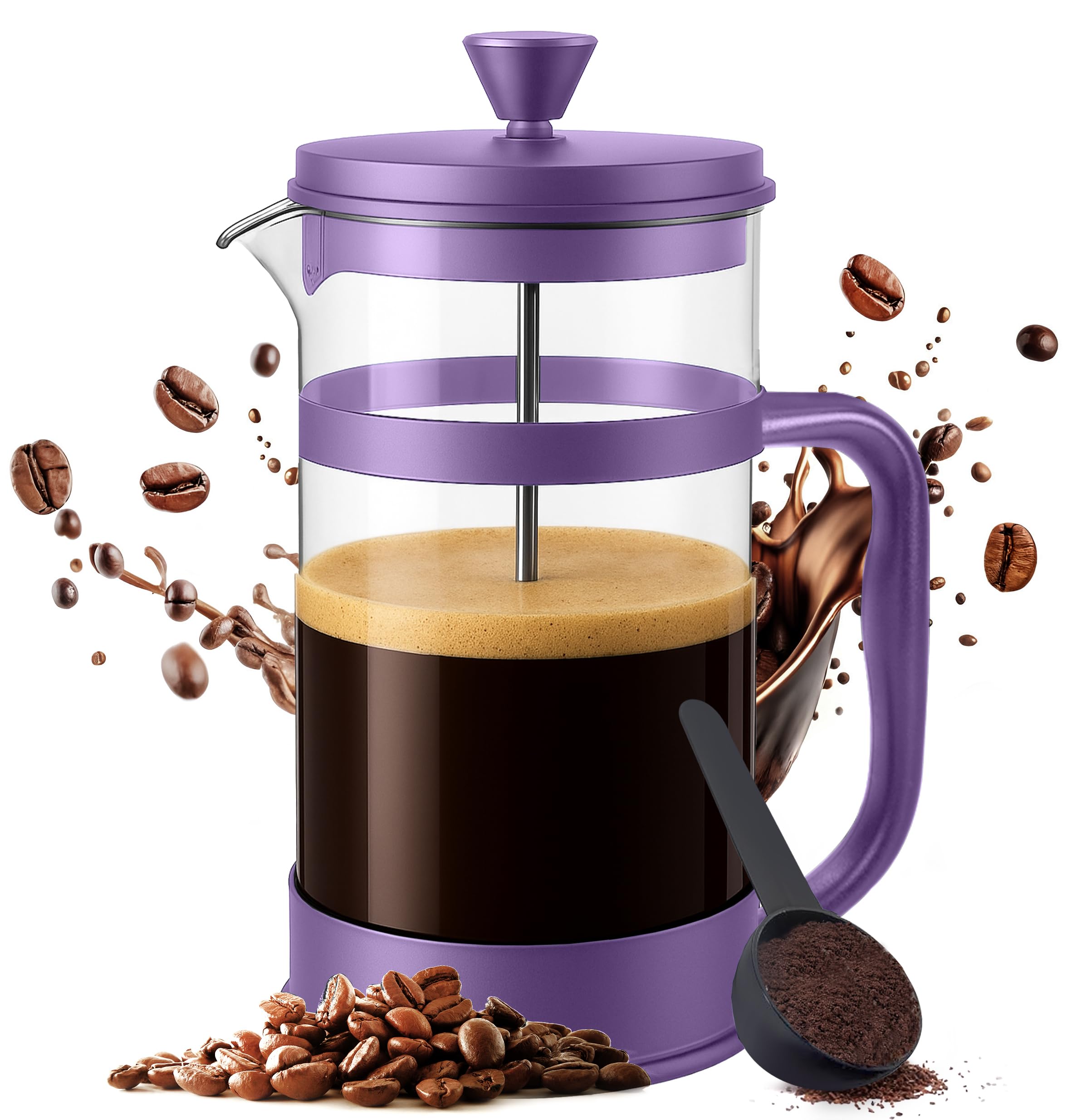 Utopia Kitchen Borosilicate Glass French Press Coffee Maker 34 Oz, Plum