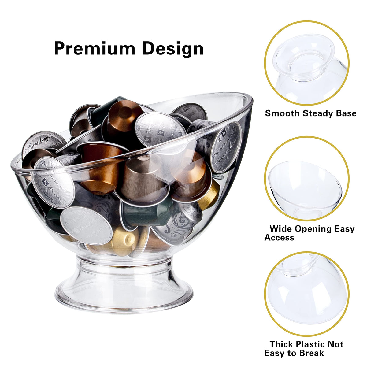 MOLFUJ Coffee Pod Holder, Clear K Cup Holder Plastic, Espresso Pod Holders for Counter Small, Pod Storage for K Cups, Vertuo Capsule Creamer Organizer for Coffee Bar