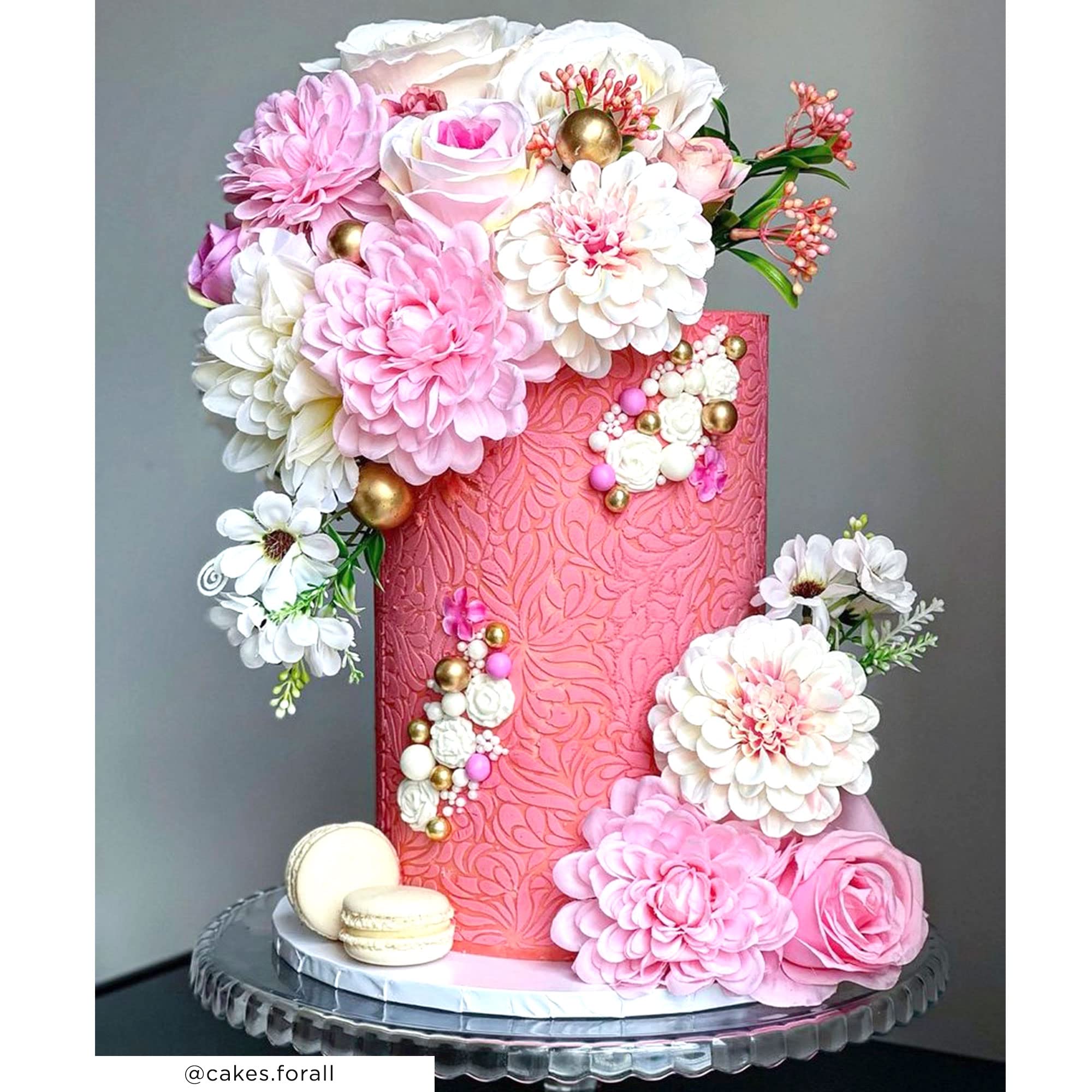 Lacupella Cake Stencil - Seamless Delicate Pattern for Decorating Tall Double Barrel Cake to Use with Buttercream, Royal Icing, Ganache, Paint, Airbrush (Claris)