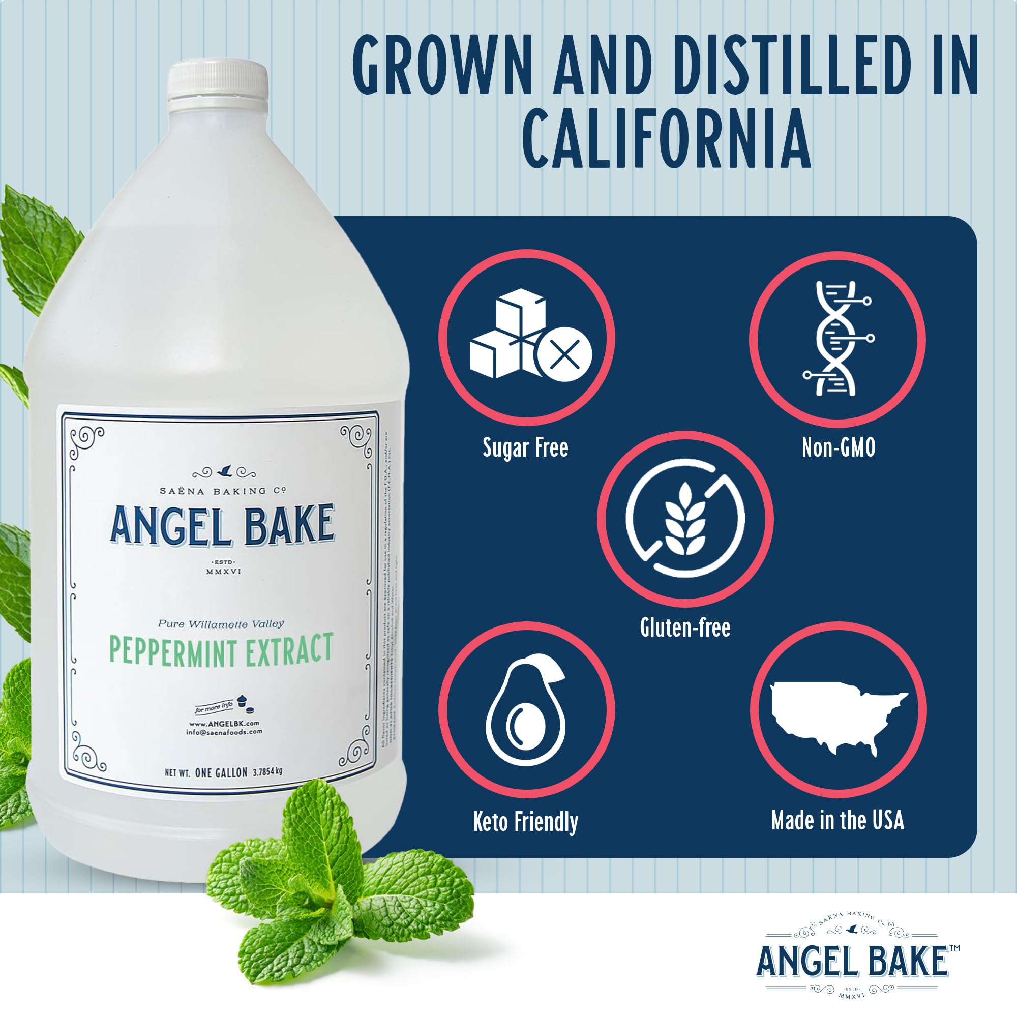 Angel Bake Pure Peppermint Extract, 1 Gallon