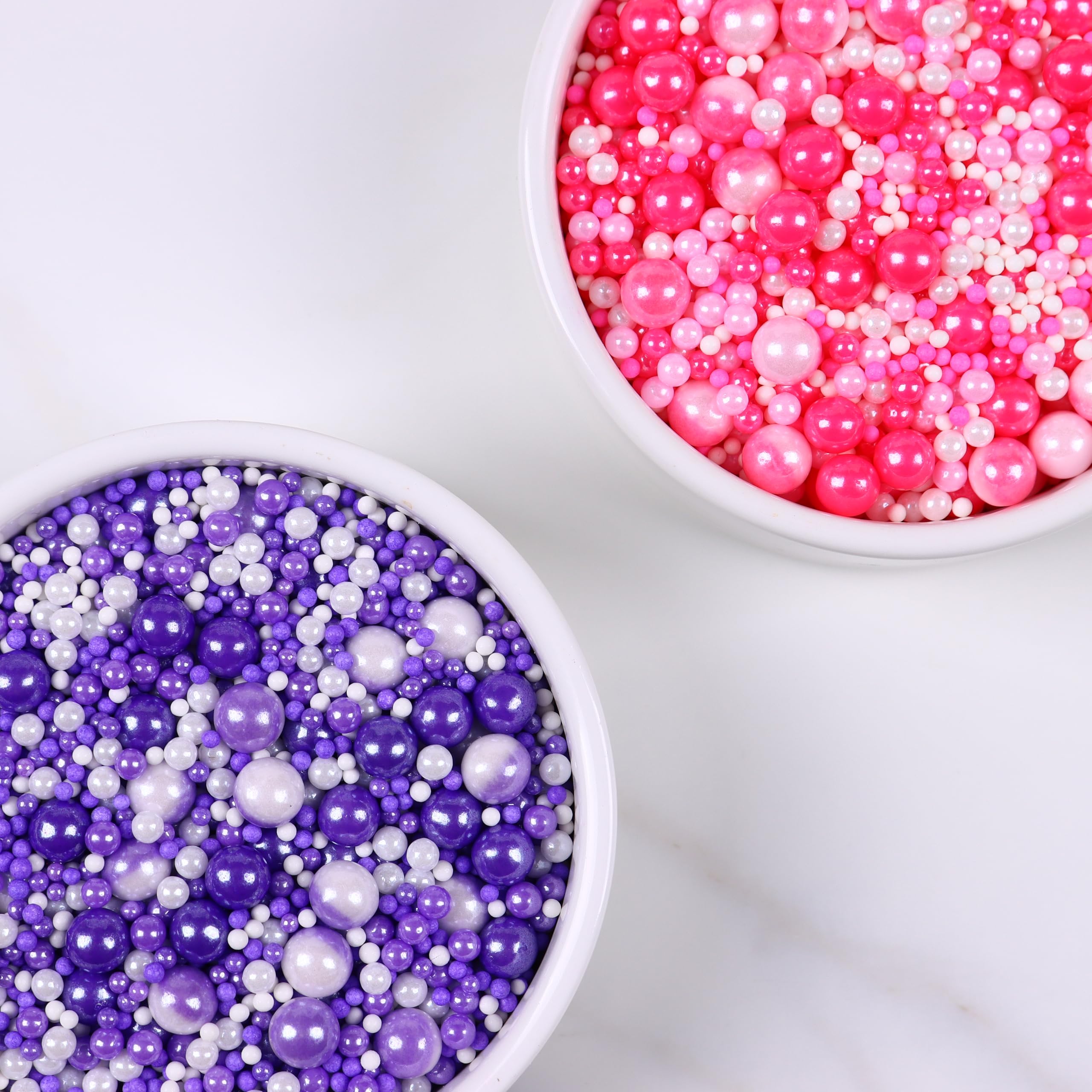 Pink and Purple Sprinkles, Edible Pearls, Pink Pearls, Purple Pearls, Edible Pearls for Cake Decorating, Cupcakes, Cookies, Macaron, Ice Cream Topping(4.23oz/120g)