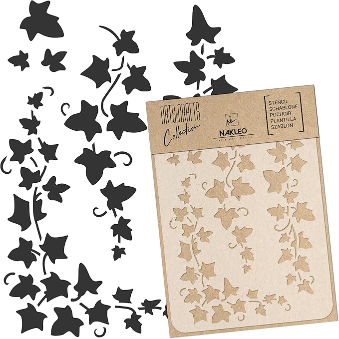 NAKLEO Painting Stencil for Crafts A5 5.9” x 8.3”, Flowers Frame Floral Pattern, Reusable Plastic DIY & Scrapbooking Drawing Template, Decoupage Art Home Decor, Wall Wood Fabric Furniture