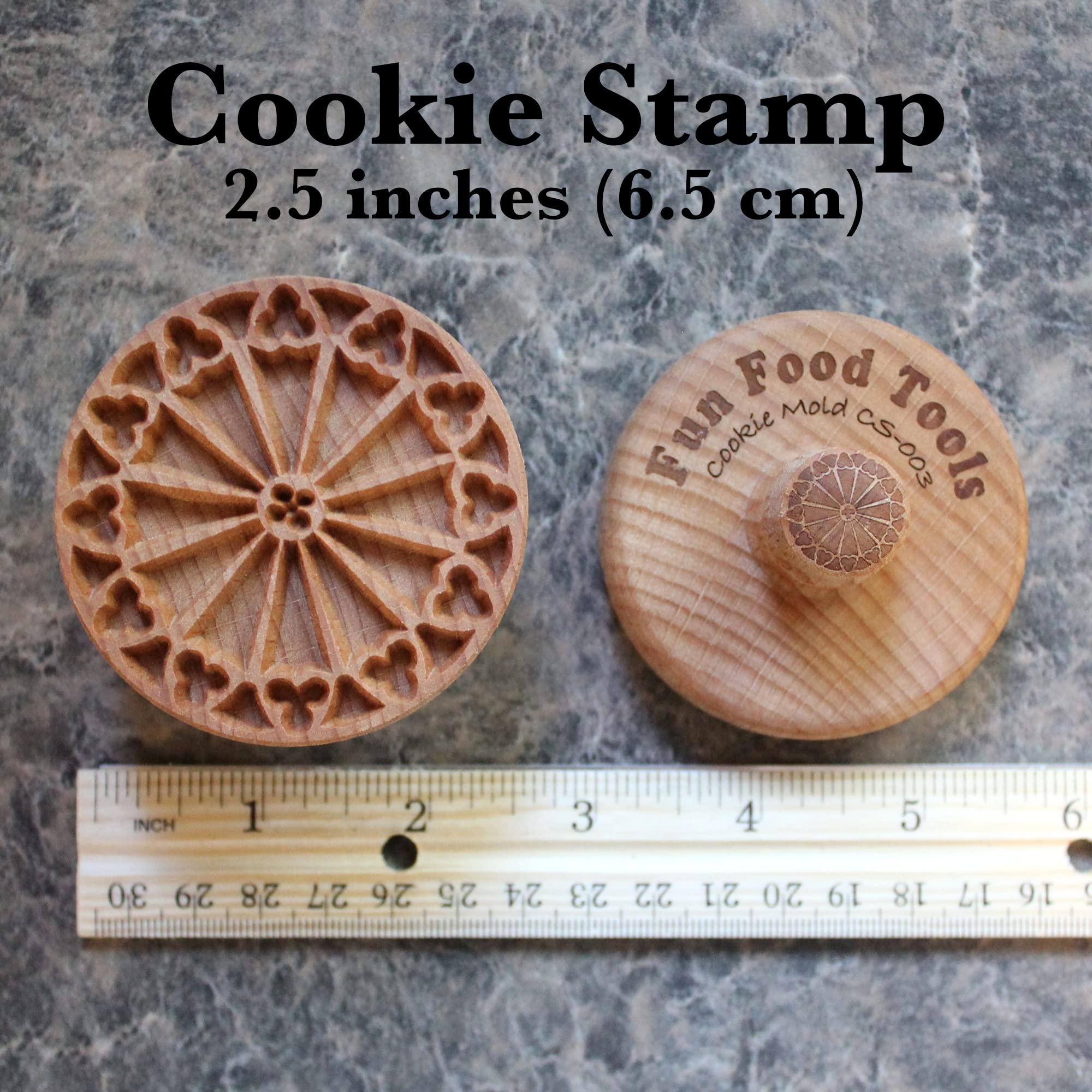 Fun Food Tools, Wood Cookie Stamp, 2.5 Inch (Rose Window CS-003)