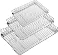 CEKEE Baking Sheet with Wire Rack Set of 6 (3 Cookie Sheets for baking + 3 Cooking Racks), Stainless Steel Stainless Steel Baking Pans Set with Cooling Rack - Heavy Duty & Dishwasher Safe