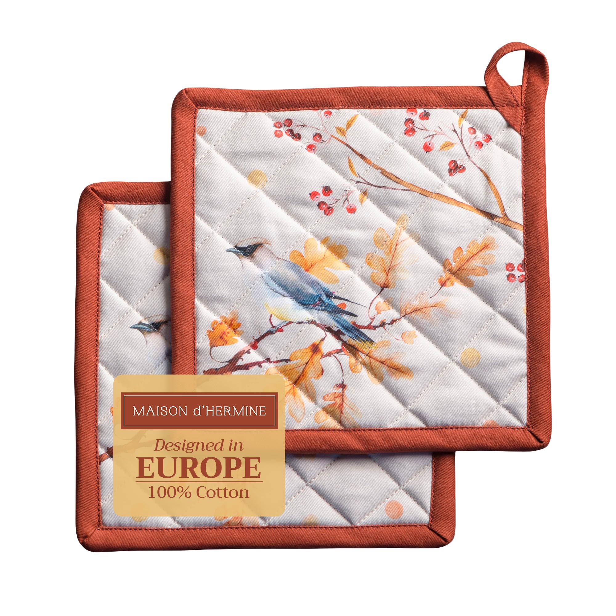 Maison d' Hermine Pot Holders 100% Cotton Potholders (8" x 8", Pack of 2)