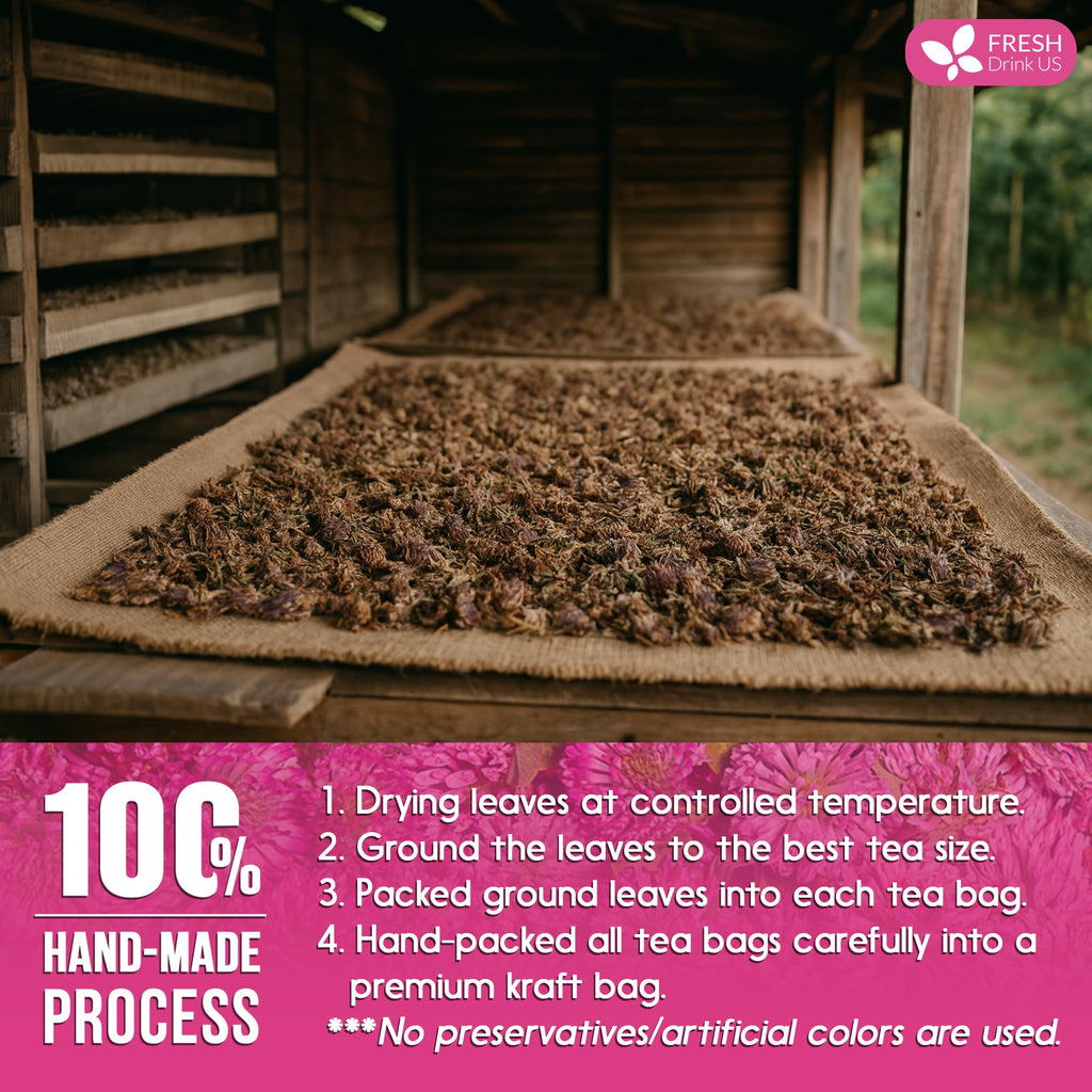 FreshDrinkUS, Premium Red Clover Herbal Tea– 55 Tea Bags – Pure – Naturally Smooth & Mild Flavor – Premium Quality, Eco-Conscious Packaging. Caffeine-Free. Gluten Free. Vegan