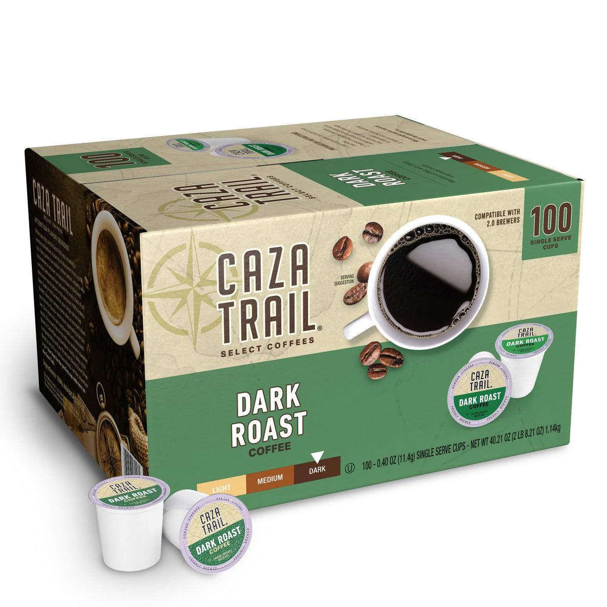 Caza Trail Coffee Pods, Blonde Roast, Single Serve (Packing May Vary), 100 Count (Pack of 1)