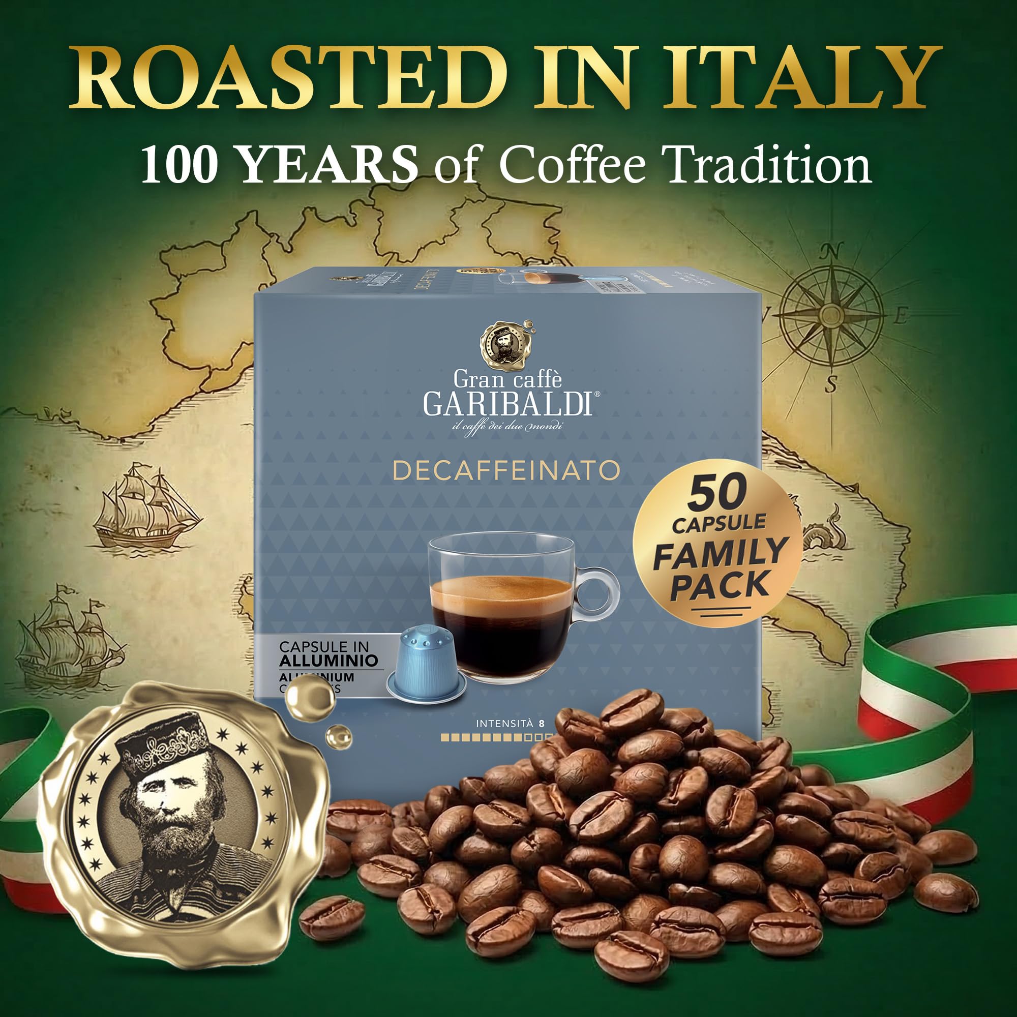 Gran Caffè Garibaldi Decaffeinated Espresso Pods, Italian Roasted 200 Count