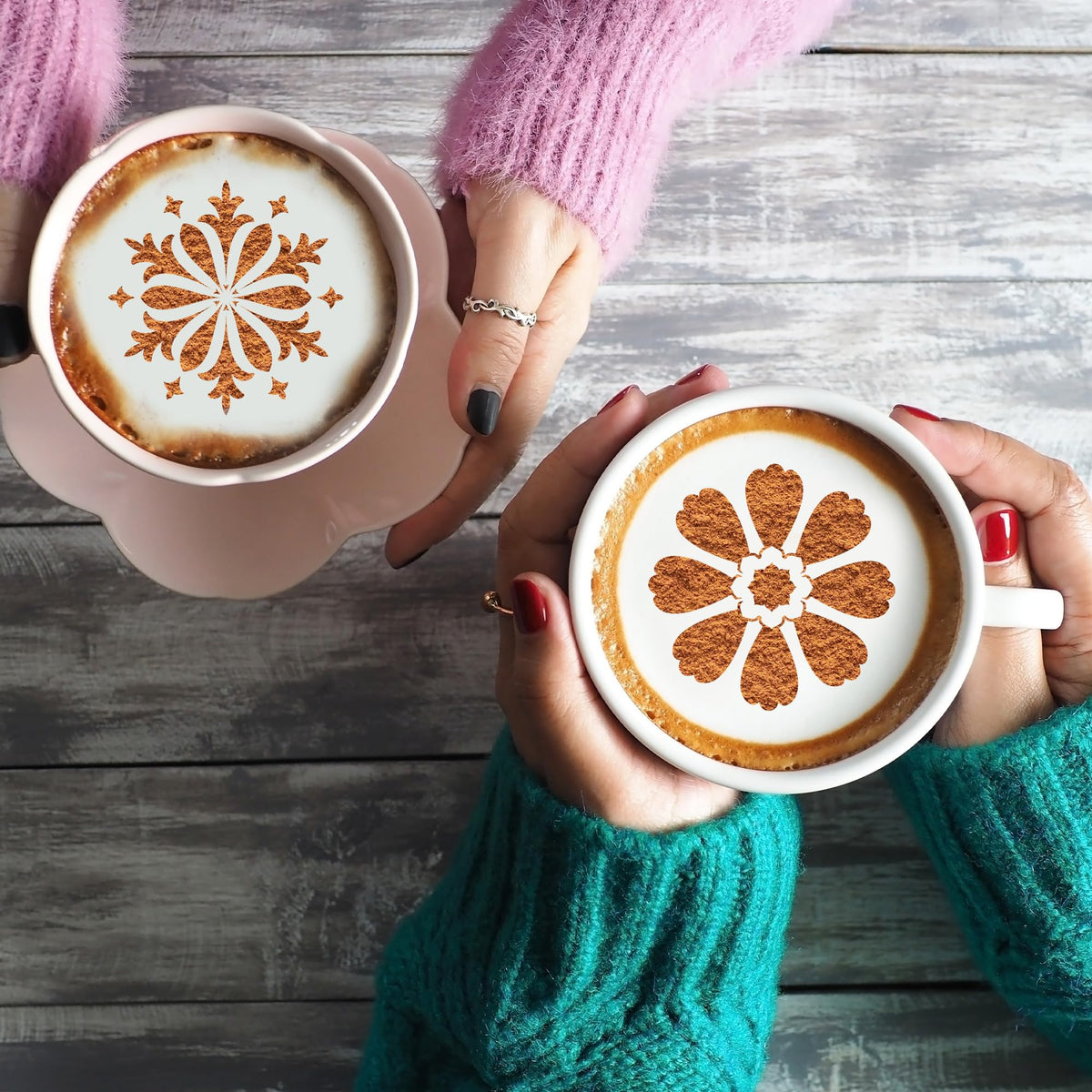 Sitsink Mandala Cookie Coffee Stencils - 25 Pcs Mandala Latte Art Cookie Stencils for Coffee Cake Bread Decor, Reusable Bread Template for Sourdough Decoration Tools Baking Stencil
