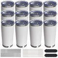 UIRZOTN 20oz Travel Coffee Tumbler 12 Pack, Lids & Straws, Stainless Steel